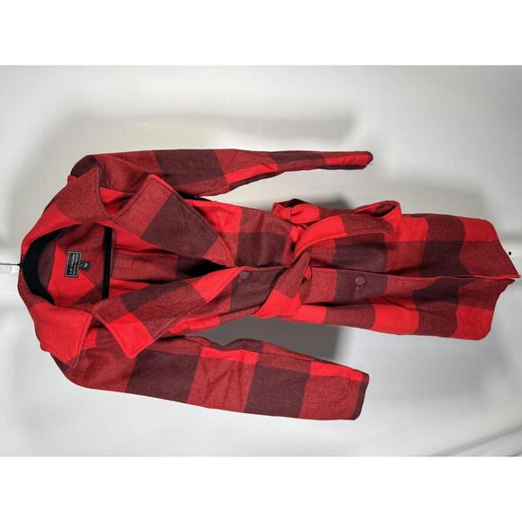 G by Giuliana Women's Black Label Plaid Trench Coat Red Size Small - Picture 2 of 5